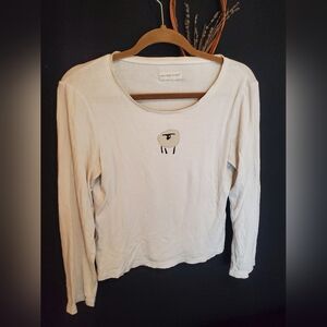 White Long Sleeve Shirt with Sheep Design